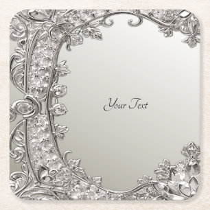 Carré Dessous de verre en papier moderne orné d'argent