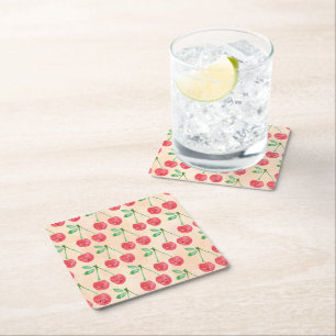 Carré Dessous de verre en papier Motif doux rouge cerise