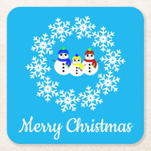 Carré Dessous de verre en papier Noël Snowmen