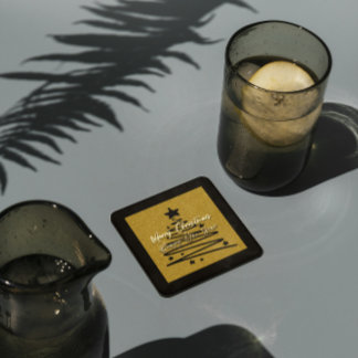 Carré Dessous de verre en papier noir doré