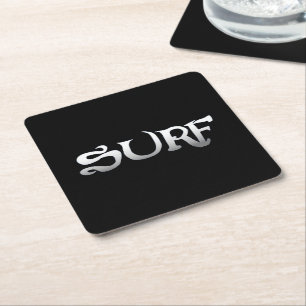 Carré dessous de verre en papier noir surf