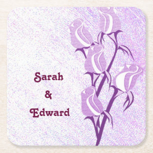 Carré Dessous de verre en papier personnalisé violet Ros
