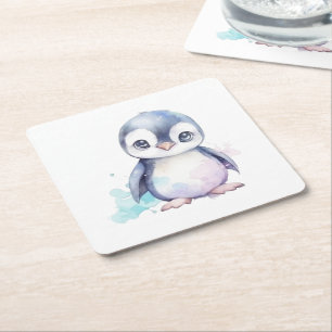 Carré Dessous de verre en papier pingouin pour bébé