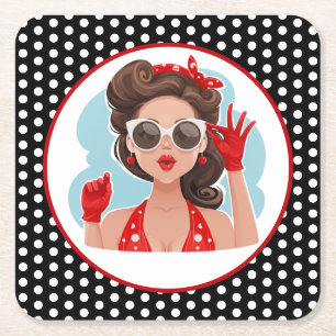 Carré Dessous de verre en papier pour femme rétro