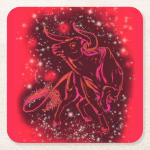 Carré Dessous de verre En Papier Rouge Tournant À Starry