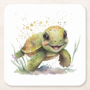 Carré Dessous de verre en papier Tortoise joyeux
