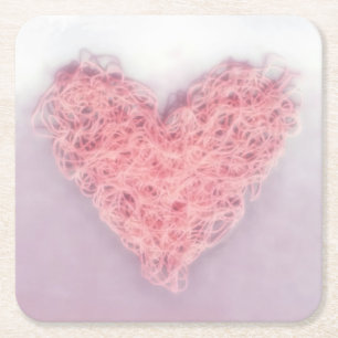 Carré Dessous de verre en papier Tricot rose en laine