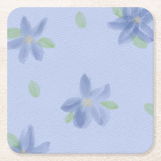 Carré Dessous de verre fleur pervenche