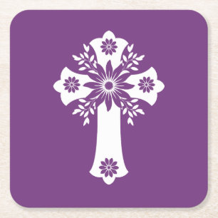 Carré Dessous de verre Floral Cross Sweet Plum