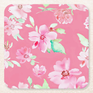 Carré Dessous de verre floraux roses florissants