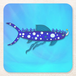 Carré dessous de verre frais de requin de bande dessiné