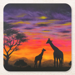 Carré dessous de verre "Giraffe Sunset" de Gregg's Deep 
