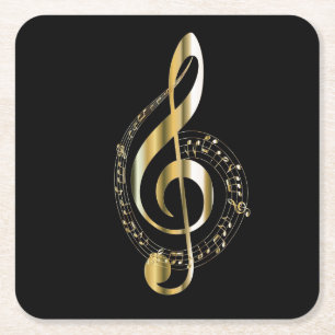 Carré Dessous de verre Golden Treble Clef