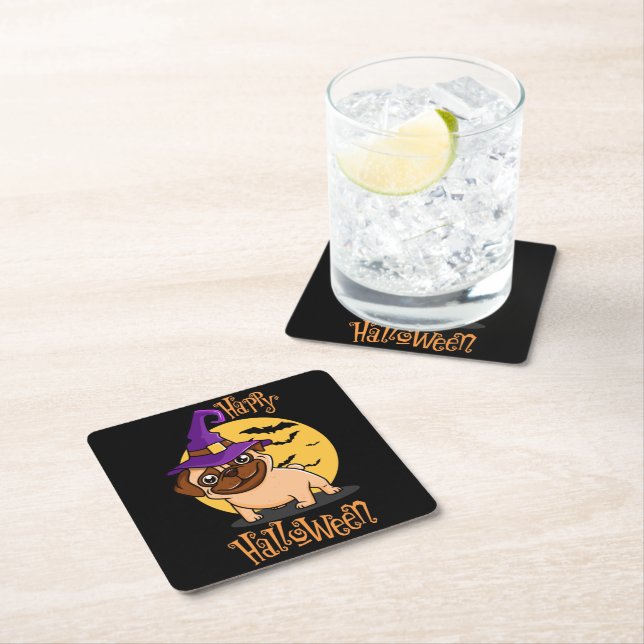 Carré Dessous de verre Halloween Puggy (En situation)