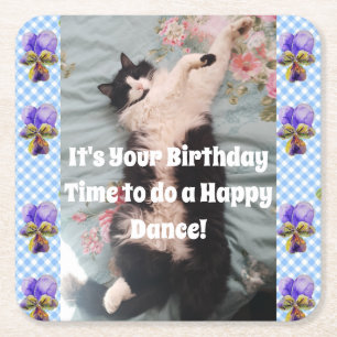 Carré Dessous de verre Joyeux Anniversaire Chats Drôles 