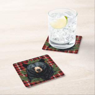 Carré Dessous de verre Majestic Northern Black Bear Pape
