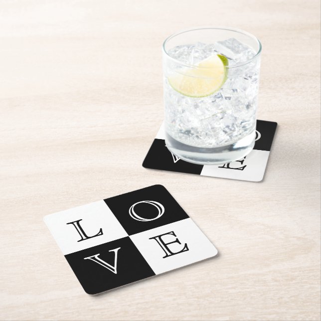 Carré Dessous de verre mariage Love (En situation)