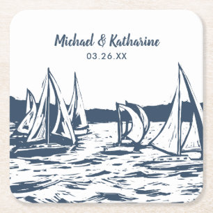 Carré Dessous de verre Mariage nautique