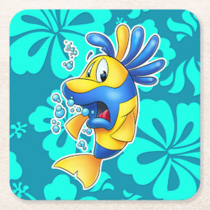 Carré dessous de verre mignons de poissons de bande