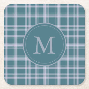 Carré Dessous de verre Monogramme Motif à cristaux cyans