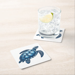 Carré Dessous de verre nautique de la tortue marine