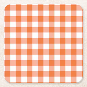 Carré Dessous de verre Orange En vichy