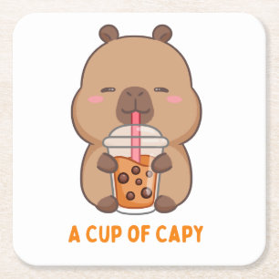 Carré dessous de verre Papier "A Cup Of Capy"