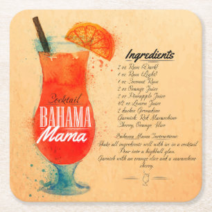 Carré Dessous de verre papier Bahama Mama