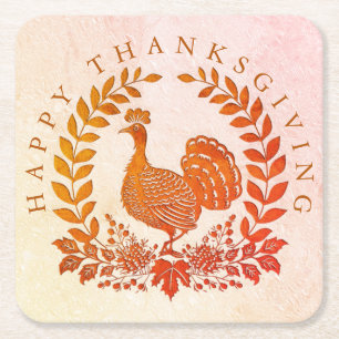 Carré Dessous de verre papier bon thanksgiving Turquie