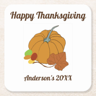 Carré Dessous de verre papier citrouille bon thanksgivin