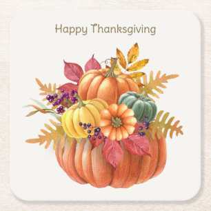 Carré Dessous de verre papier Citrouille de Thanksgiving