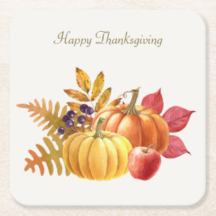 Carré Dessous de verre papier Citrouille de Thanksgiving