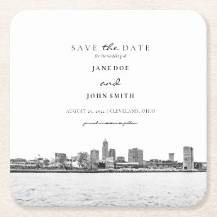 Carré Dessous de verre papier Cleveland Skyline Enregist