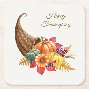 Carré Dessous de verre Papier Cornucopia Thanksgiving