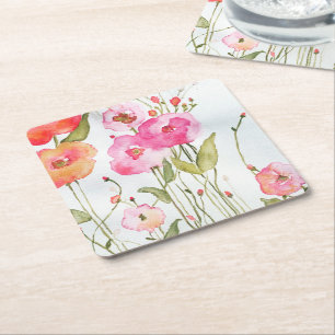 Carré Dessous de verre papier de fleurs joyeuses
