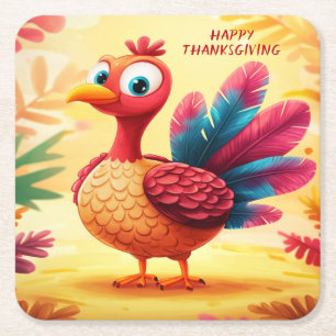 Carré Dessous de verre papier de Turquie Thanksgiving mi