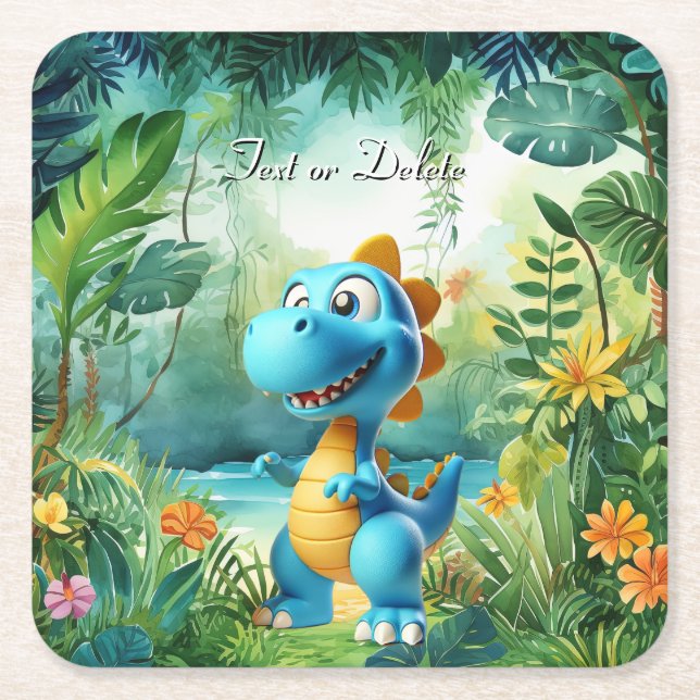 Carré Dessous de verre Papier Dinosaur Cute (Devant)