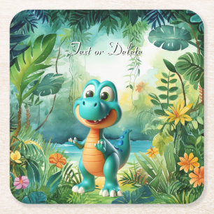 Carré Dessous de verre Papier Dinosaur Cute