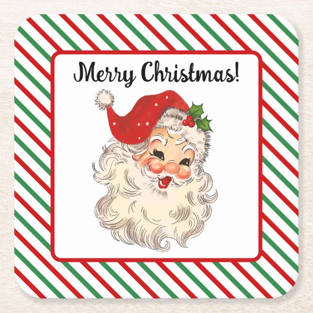 Carré Dessous de verre papier du Père Noël (Devant)