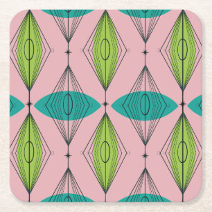 Carré Dessous de verre papier dur Atomic Pink Ogee & Sta