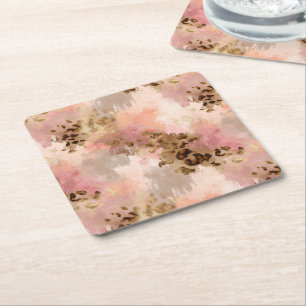 Carré Dessous de verre papier Empreinte de léopard Abstr