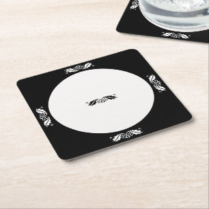 Carré Dessous de verre papier - feuilles Holly en noir e