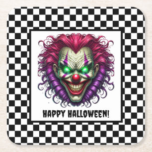 Carré Dessous de verre papier Halloween Clown Déplaisant