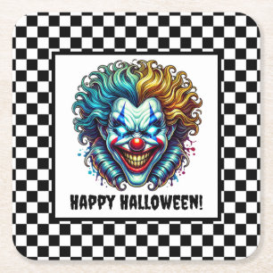Carré Dessous de verre papier Halloween Clown éffrayant