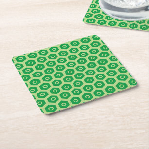 Carré Dessous de verre papier - Hexagones verts
