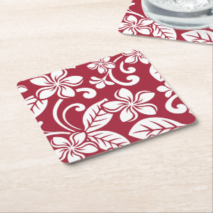 Carré DESSOUS DE VERRE papier ISLAND PLUMERIA (CARDINAL