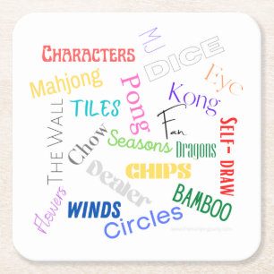 Carré Dessous de verre papier Mahjong Words