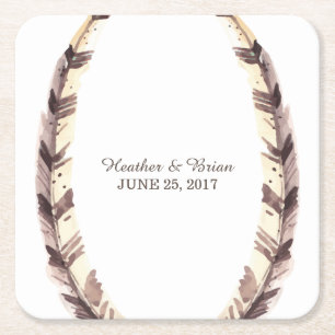 Carré Dessous de verre papier Mariage frontalier en plum