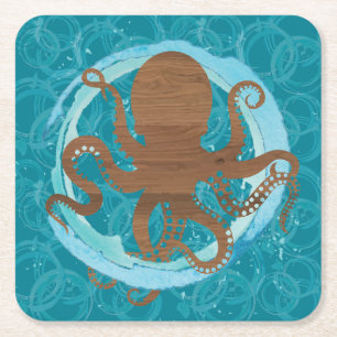 Carré Dessous de verre papier octopus Oasis