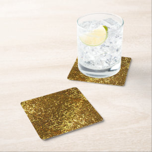 Carré Dessous de verre papier Parties scintillant or